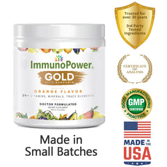 ImmunoPower Gold being mixed with water for easy consumption
