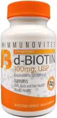 IMMUNOVITES high-dose biotin bottle front view for daily wellness routine