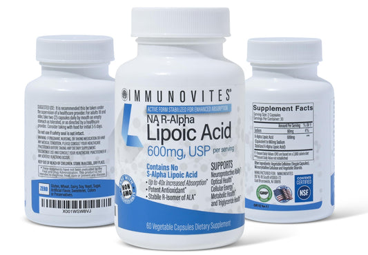 IMMUNOVITES stabilized R-ALA 600mg bottle 3-pack for potent antioxidant support