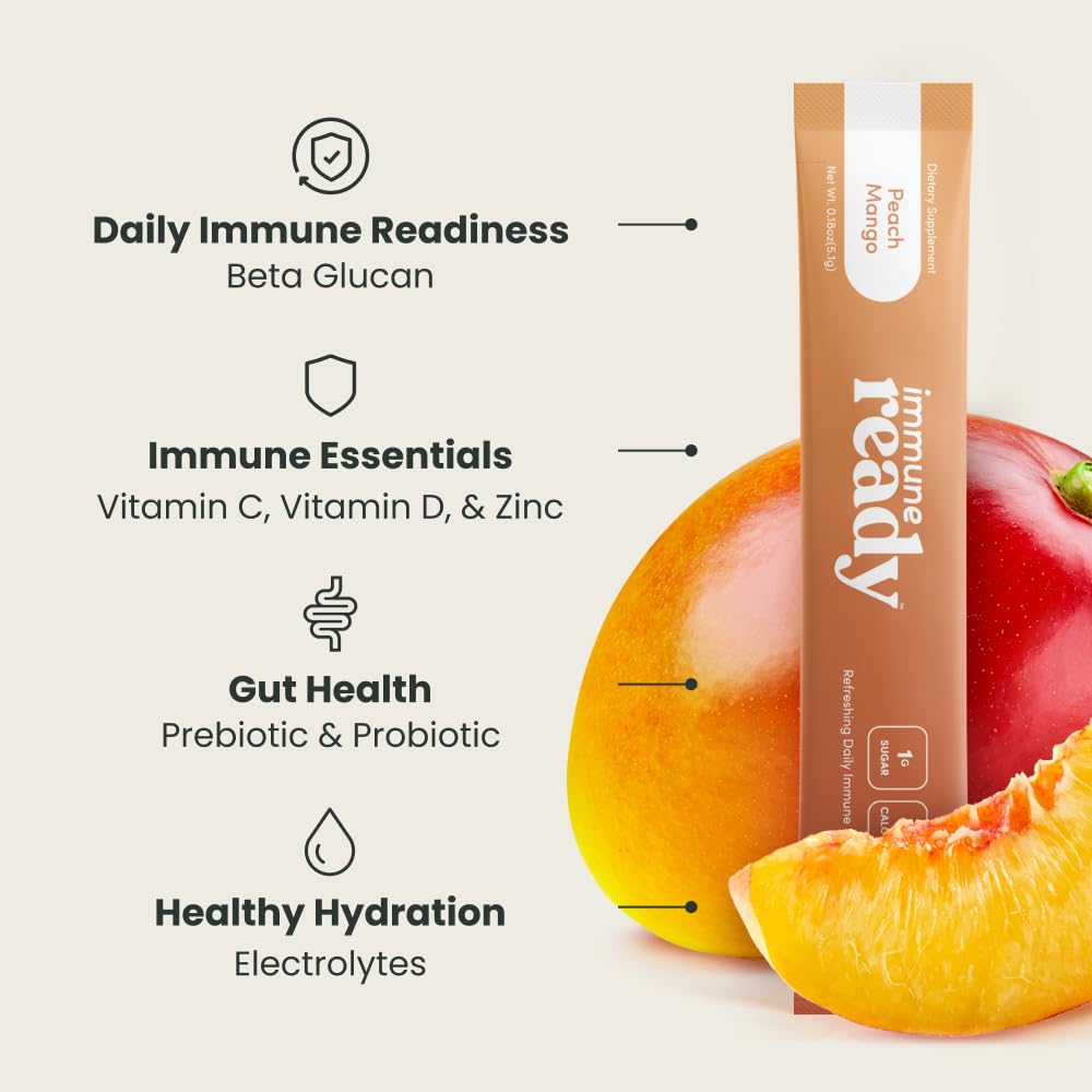 Immune Ready label close-up highlighting vitamin C and zinc benefits.