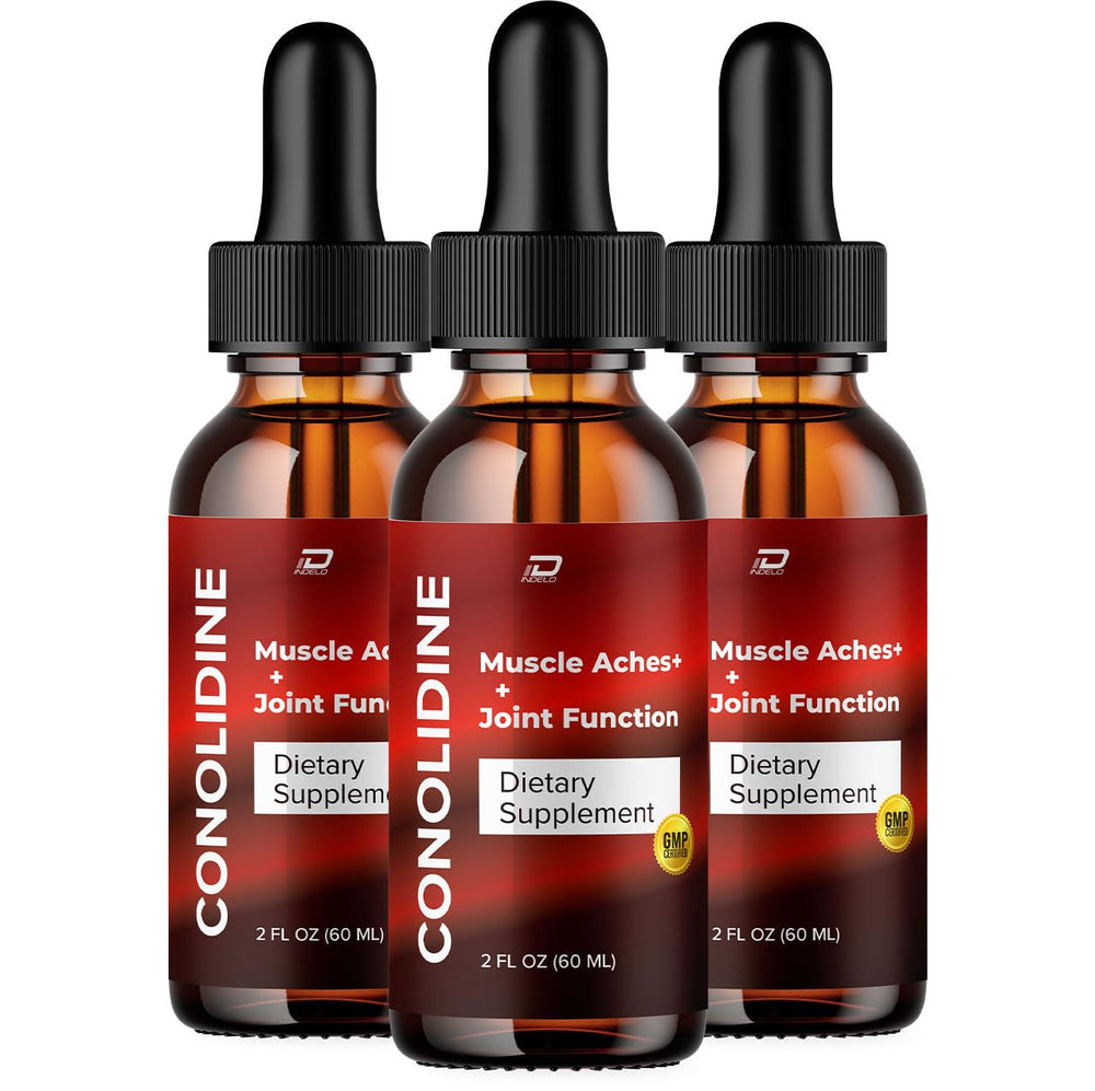 Indelo Conolidine liquid drops bottle with clear liquid for daily wellness.