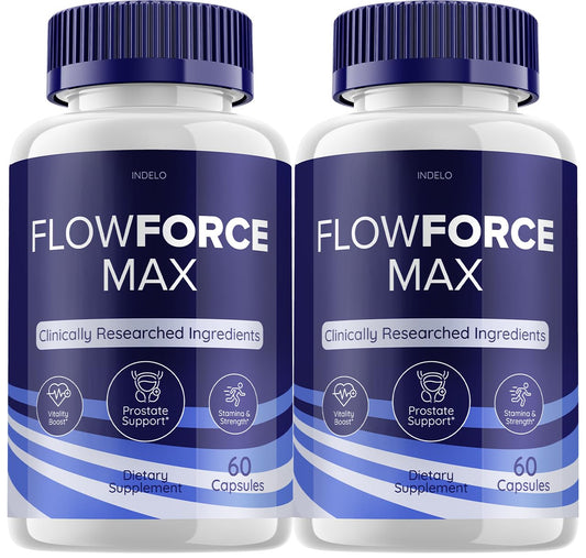 Indelo FlowForce Max bottle-front view promotes daily energy support