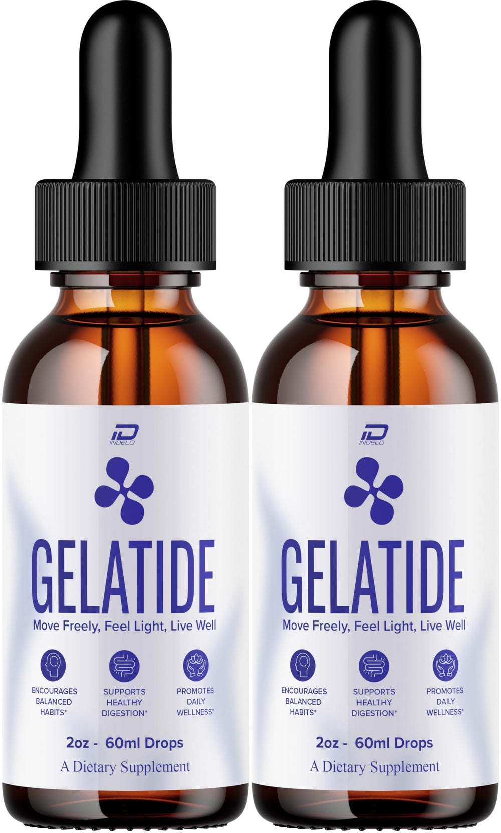 Indelo Gelatide Drops bottle front for daily wellness routine
