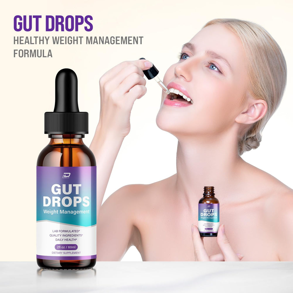 Indelo Gut Drops close-up label highlighting purity