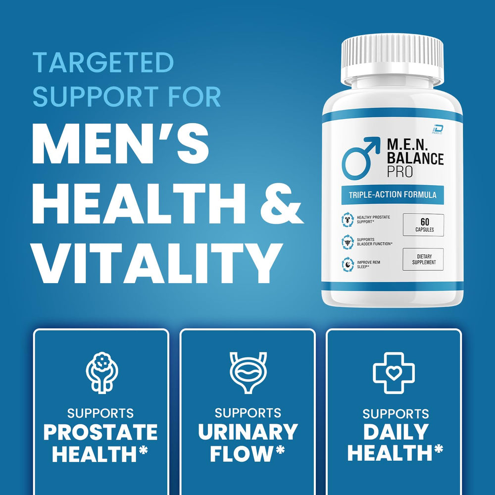 Indelo M.E.N Balance Pro label detail highlights natural blend.