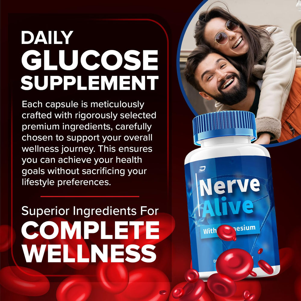 Indelo Nerve Alive capsules close-up emphasizes easy daily pills for ongoing support.