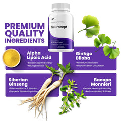Indelo Neurocept pack box highlighting natural formula and strength
