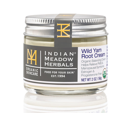 Indian Meadow Herbals Wild Yam Root Cream bottle for daily PMS support.