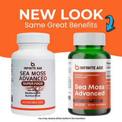 INFINITE AGE sea moss capsules closeup conveys compact daily capsules for convenient use