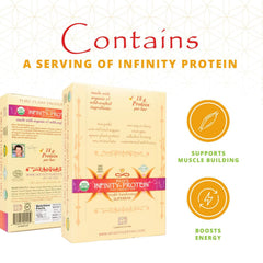 Infinity Greens gluten-free, dairy-free, non-GMO label on packaging