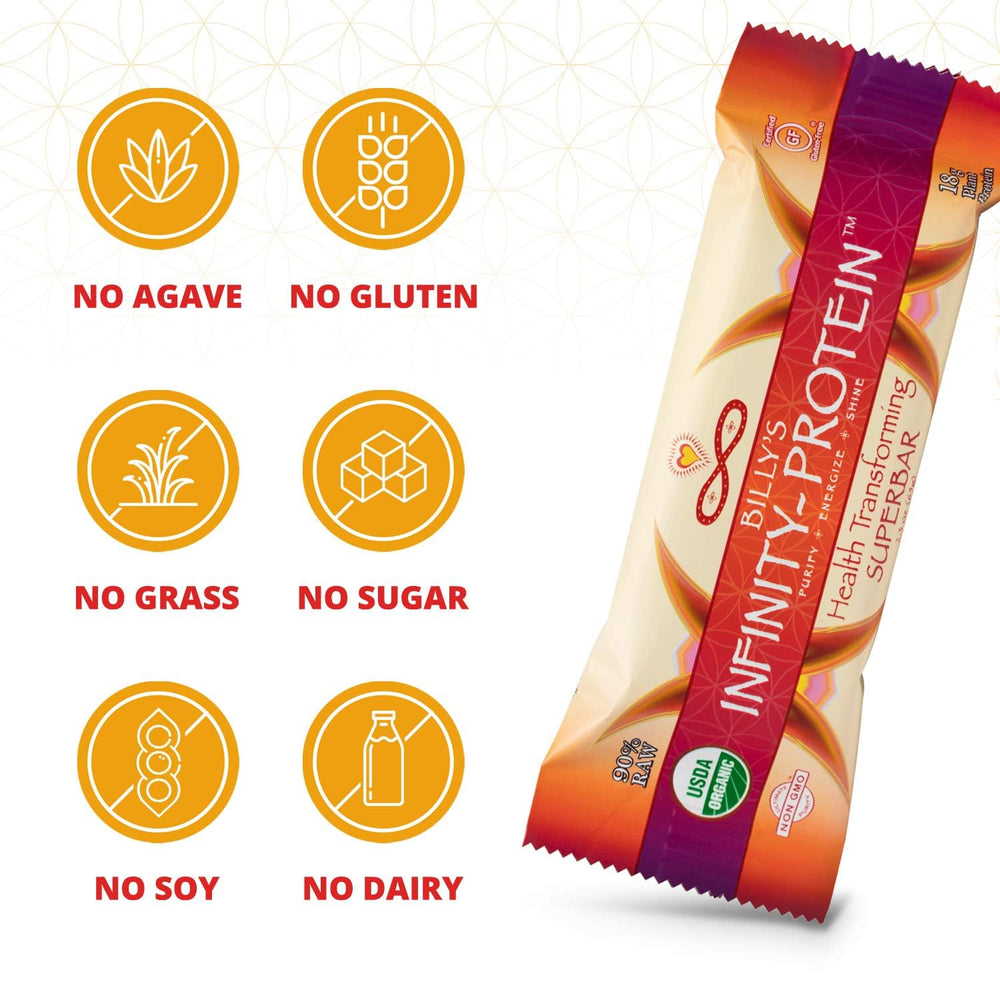 Outdoor hiking scene with Infinity Greens bar as energy snack