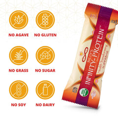 Outdoor hiking scene with Infinity Greens bar as energy snack