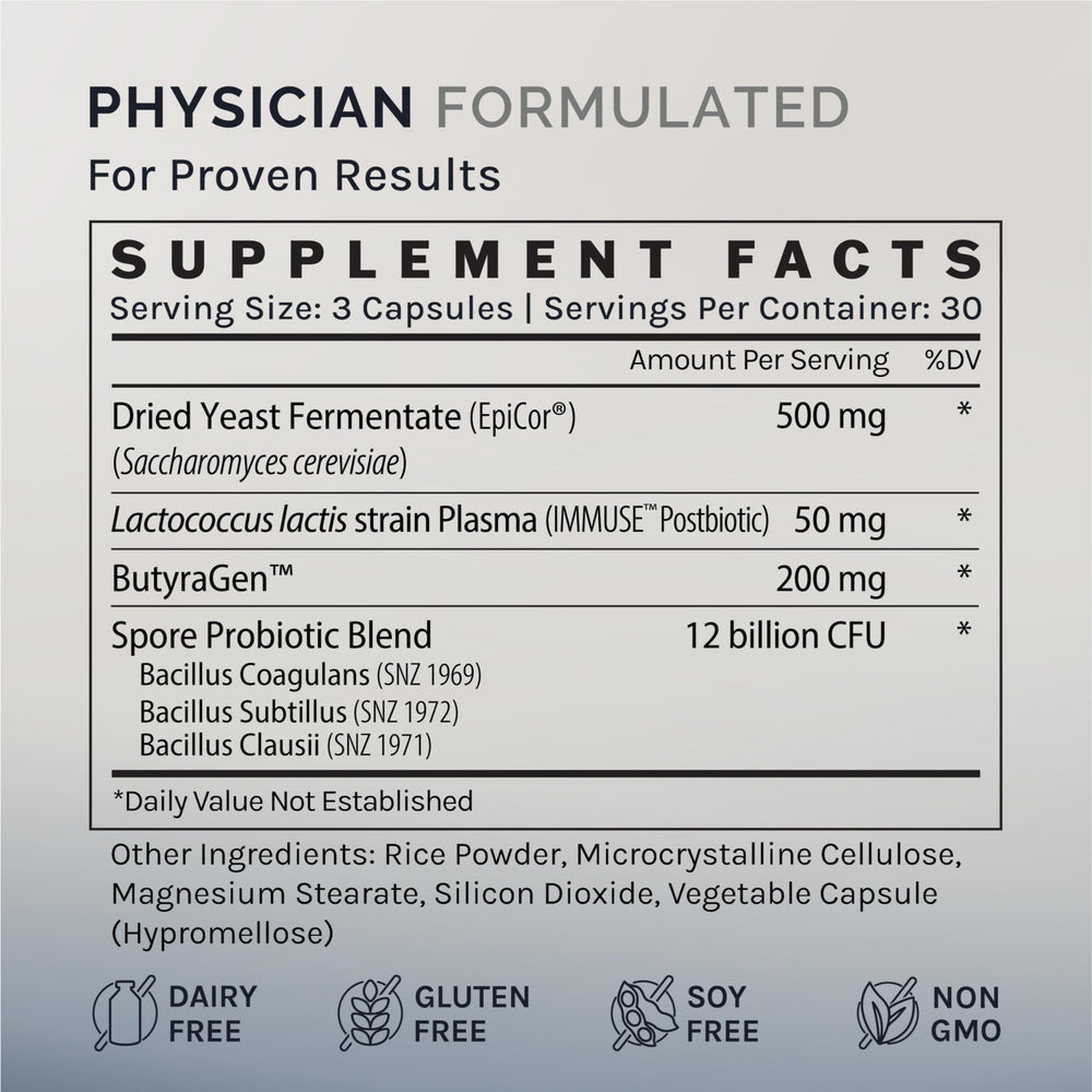 InfiniWell GI Prime packaging-back reveals IMMUSE and EpiCor references for immune-aligned benefits.