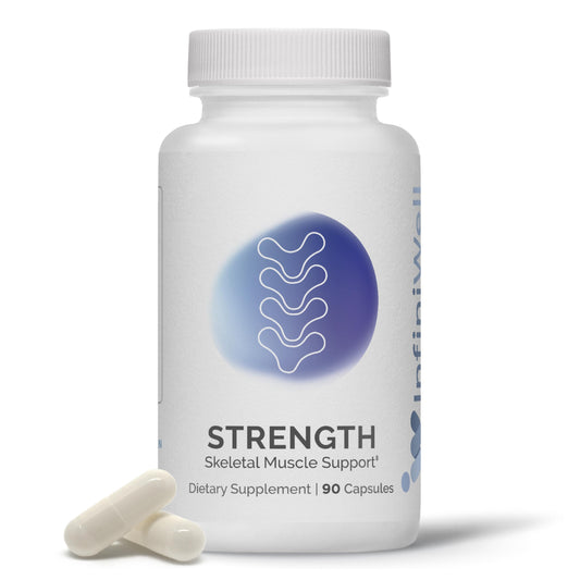 InfiniWell Strength bottle cap close-up, secure seal for on-the-go recovery.
