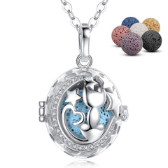 InfuseU Cat Diffuser Necklace lava pendant for on-the-go aromatherapy