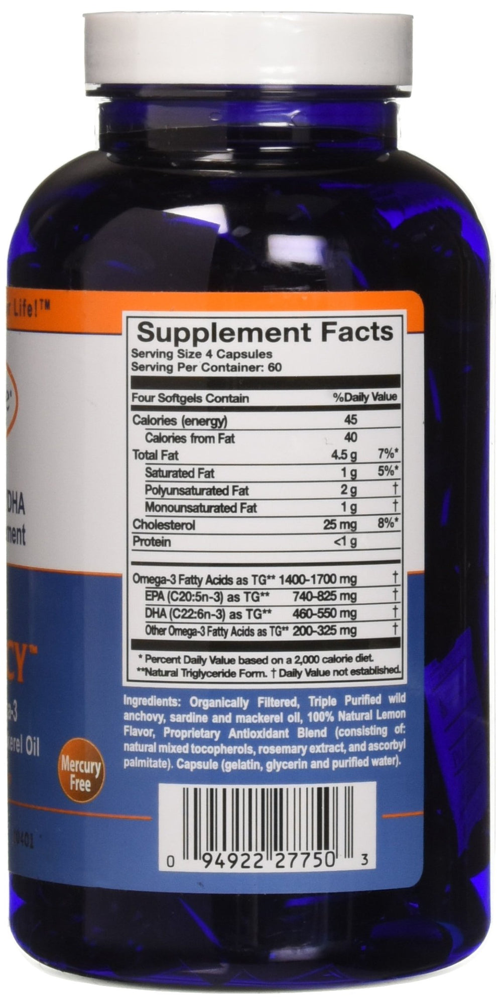 Innate Choice Omega Sufficiency Lemon label detail highlights lemon flavor and ingredients.