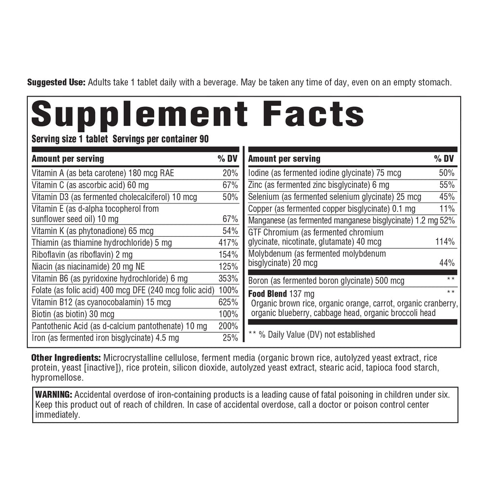 Close-up of 90 tablets for convenient daily servings.