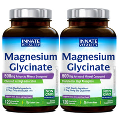 Innate Vitality Magnesium Glycinate bottle with capsules supporting daily nerve health