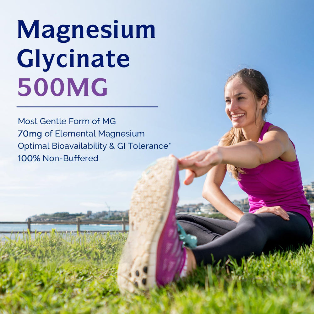 Innate Vitality Magnesium Glycinate label detail highlighting non-GMO, gluten-free ingredients