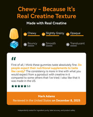 Inner Brightness creatine gummies closer look shows five-gram serving and mango passionfruit flavor