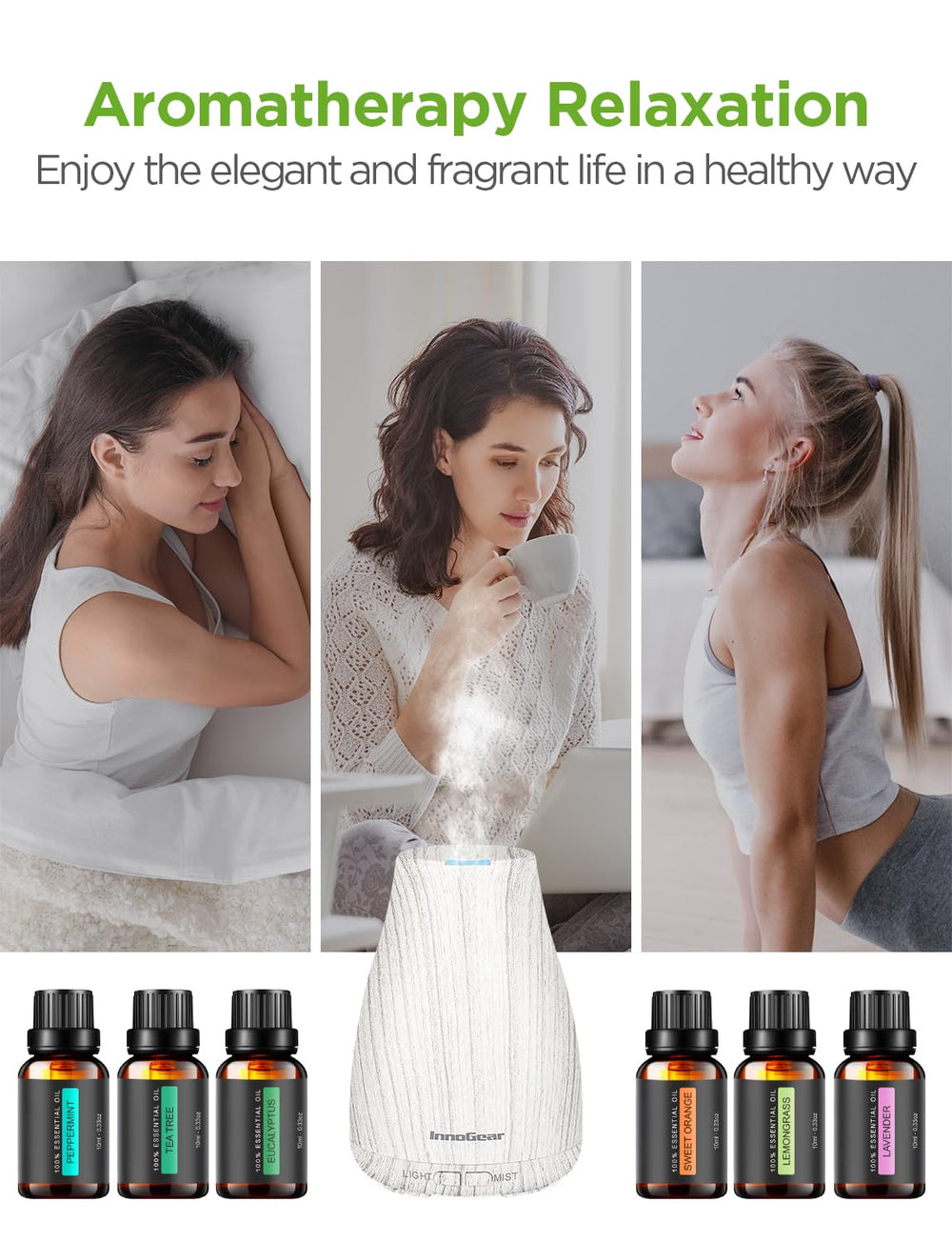 InnoGear diffuser with auto-off feature for safe operation.