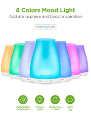 InnoGear diffuser oil bottles close-up, showcasing purity for a calming aromatherapy session