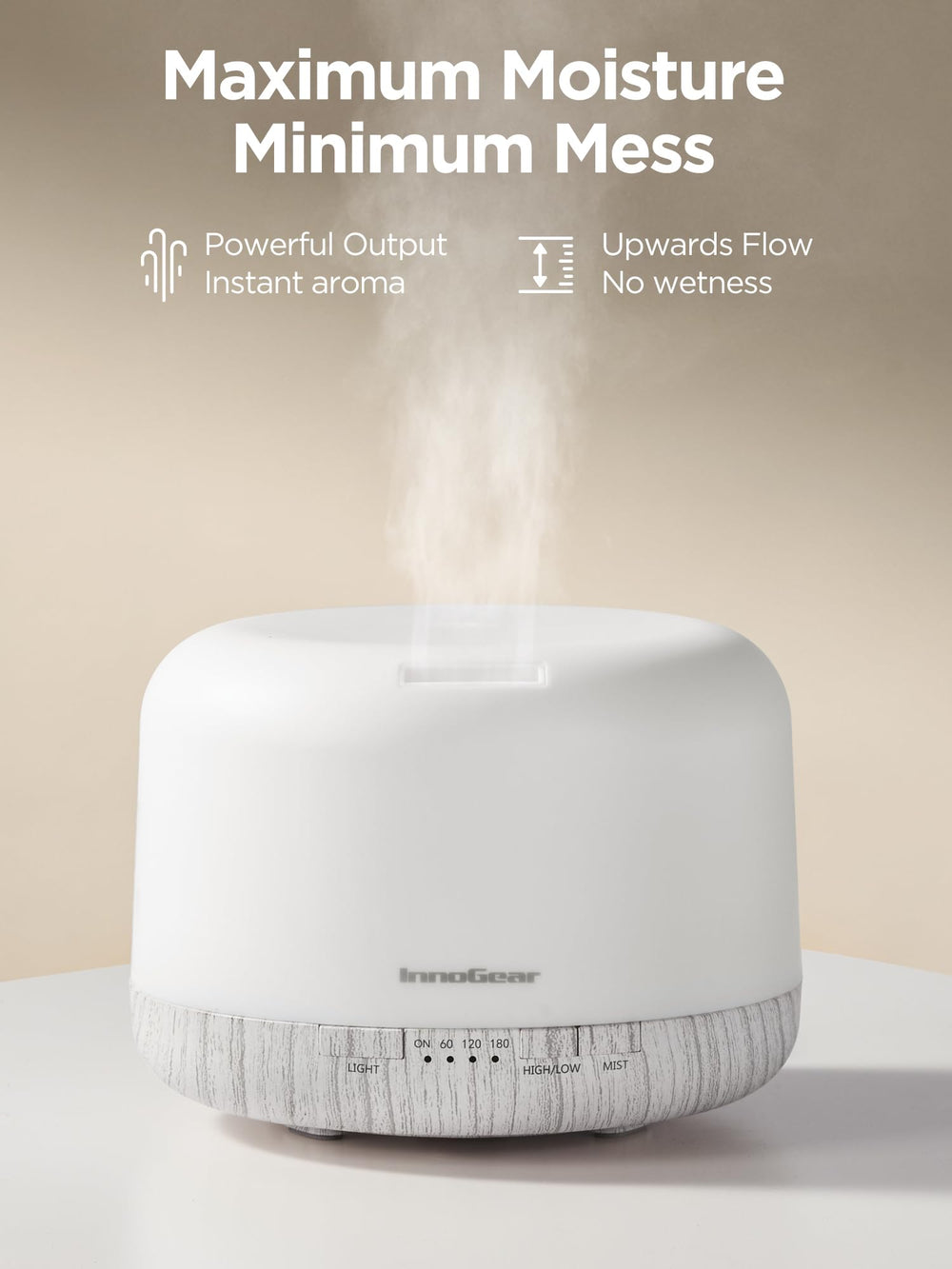 InnoGear timer options 1H 2H 3H for managed diffusion sessions.