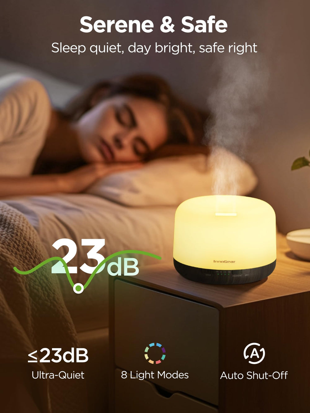 InnoGear diffuser upward-mist flow blankets the room with aroma