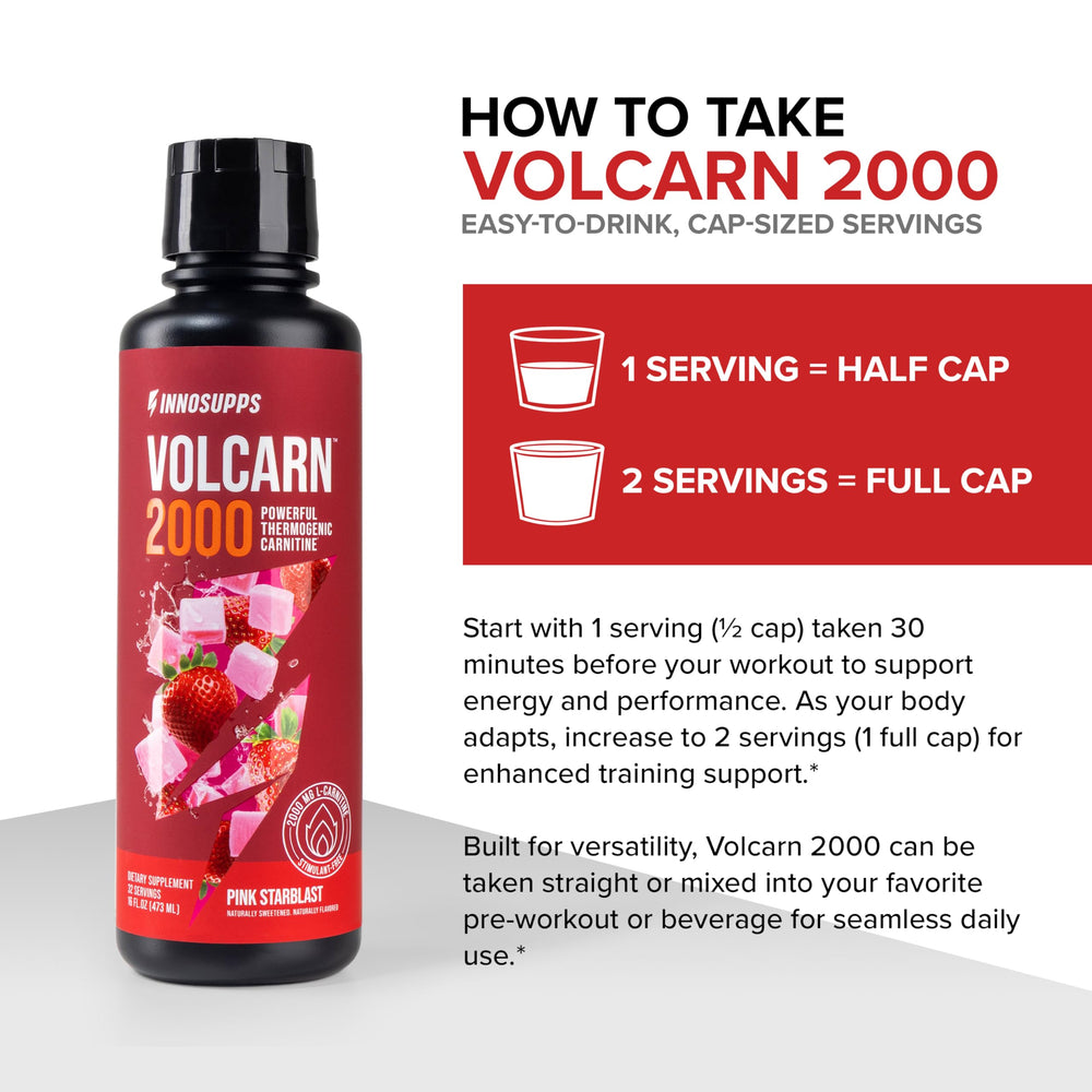 InnoSupps Volcarn 2000 compact box packaging for travel and gym