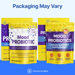 InnovixLabs Mood Probiotic daily routine scene with bottle and water