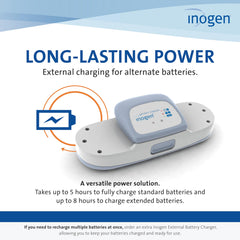 Inogen One G3 standard battery charging in about five hours.