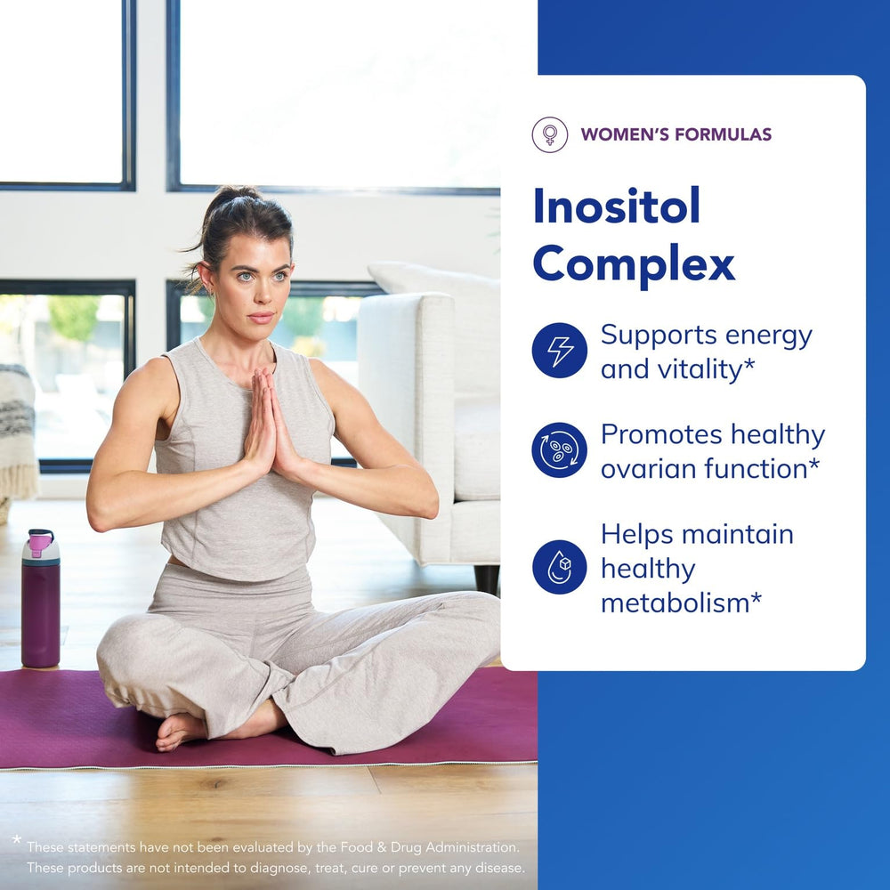 Inositol Complex label close-up highlighting purity and allergen-free formulation.