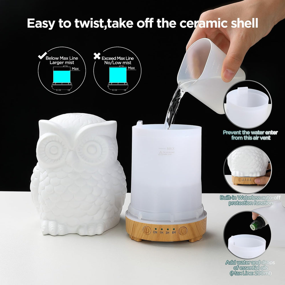 Inrorans diffuser night light provides soft illumination in dark rooms.