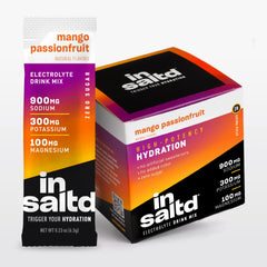 INSALTD Mango Passionfruit electrolyte packets dissolve quickly for fast hydration during workouts