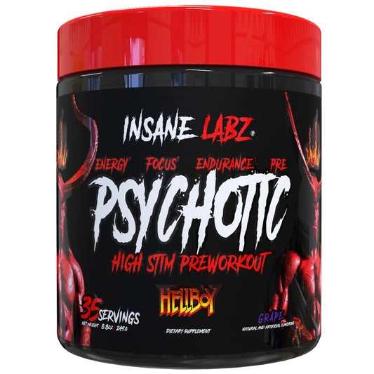 Insane Labz Hellboy Edition bottle front promotes on-the-go energy for training sessions.