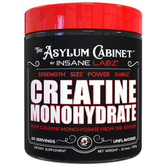 Insane Labz Insane Creatine Monohydrate unflavored powder jar supports lean muscle during training.