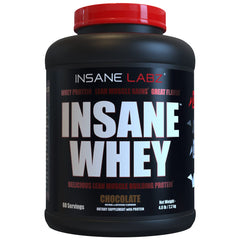 Insane Labz Insane Whey chocolate tub for post-workout protein and lean muscle support.