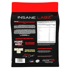 Insane Labz Insane Whey label close-up showing macros and ingredients