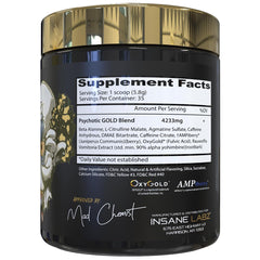 Insane Labz Psychotic Gold ingredients-citrulline-beta-alanine show NO boosters for stronger pumps.