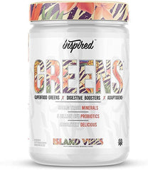 Inspired Nutraceuticals Greens bottle pouring for a quick daily energy boost