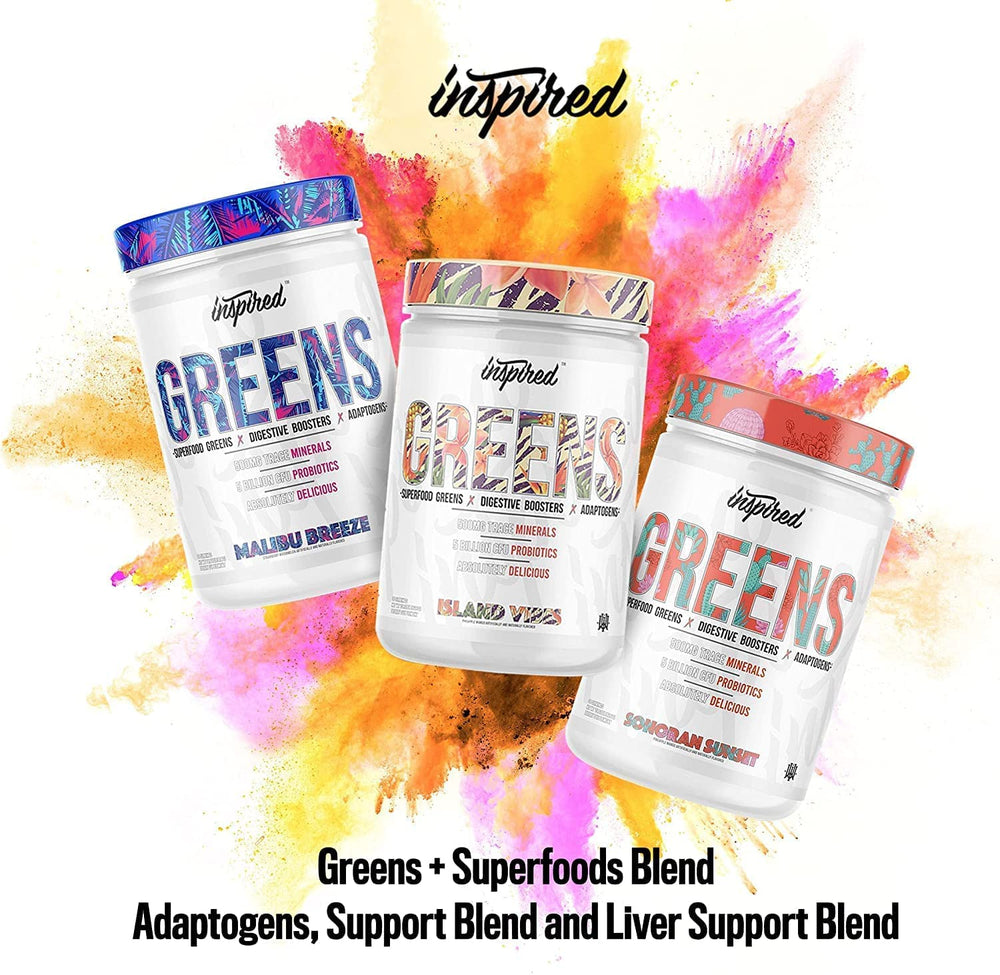 Inspired Nutraceuticals Greens Island Vibes Pineapple Punch ready for a tropical flavor boost