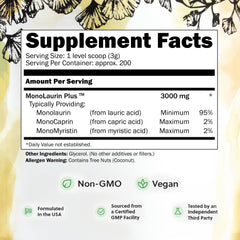 UltraLaurin pellets close-up highlighting the coconut-derived formula for gut balance.
