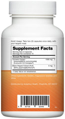 Instaflex Super Turmeric bottle label shows 1000mg curcumin and BioPerine for absorption.