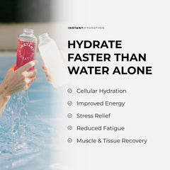 Instant Hydration glass being poured with electrolyte solution.