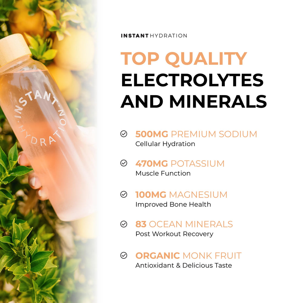 Instant Hydration minerals for muscle recovery: sodium, potassium, calcium, magnesium