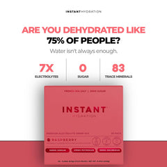 Instant Hydration raspberry packet close-up ready to pour for quick hydration