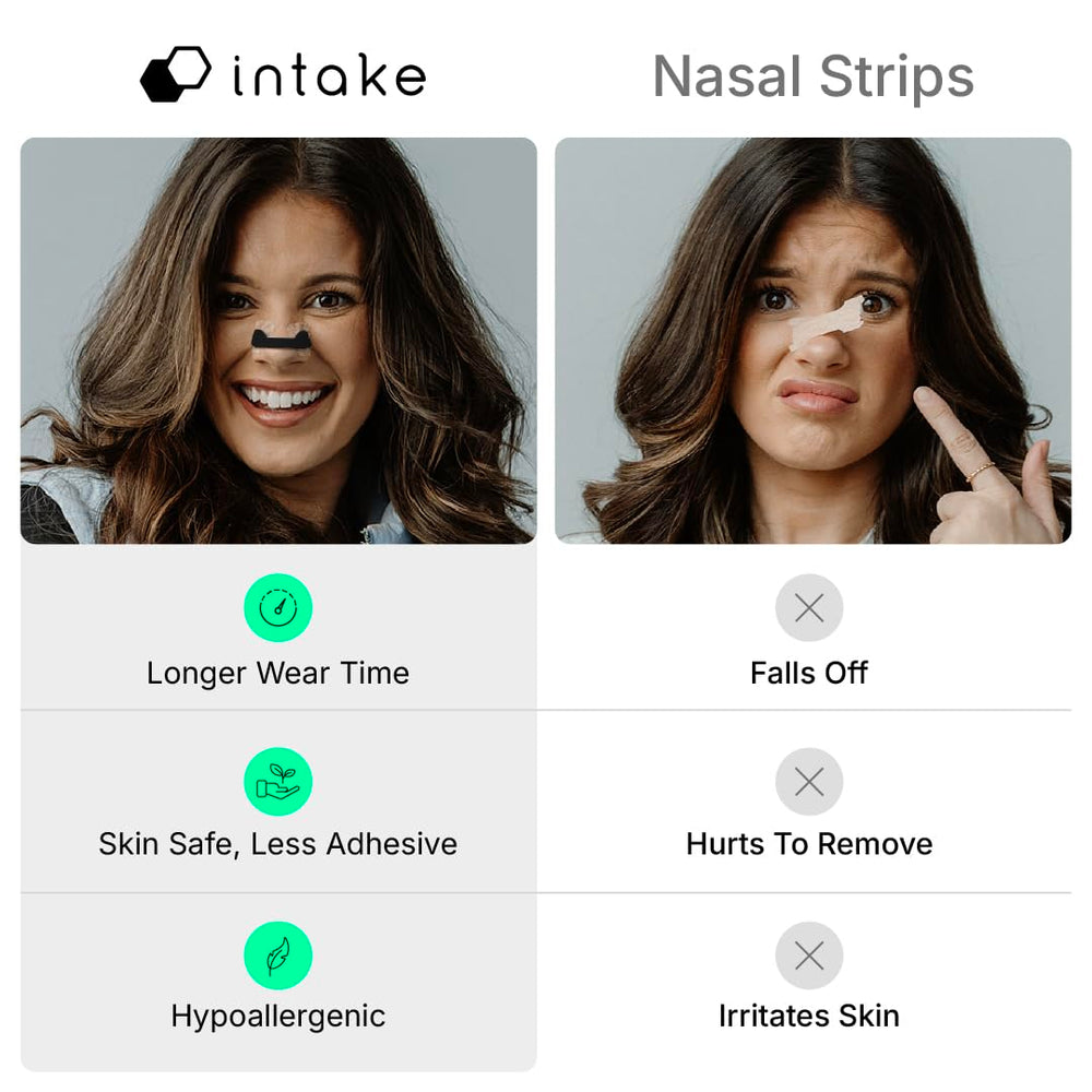 Intake night-use setup promoting calmer sleep and potential snoring reduction
