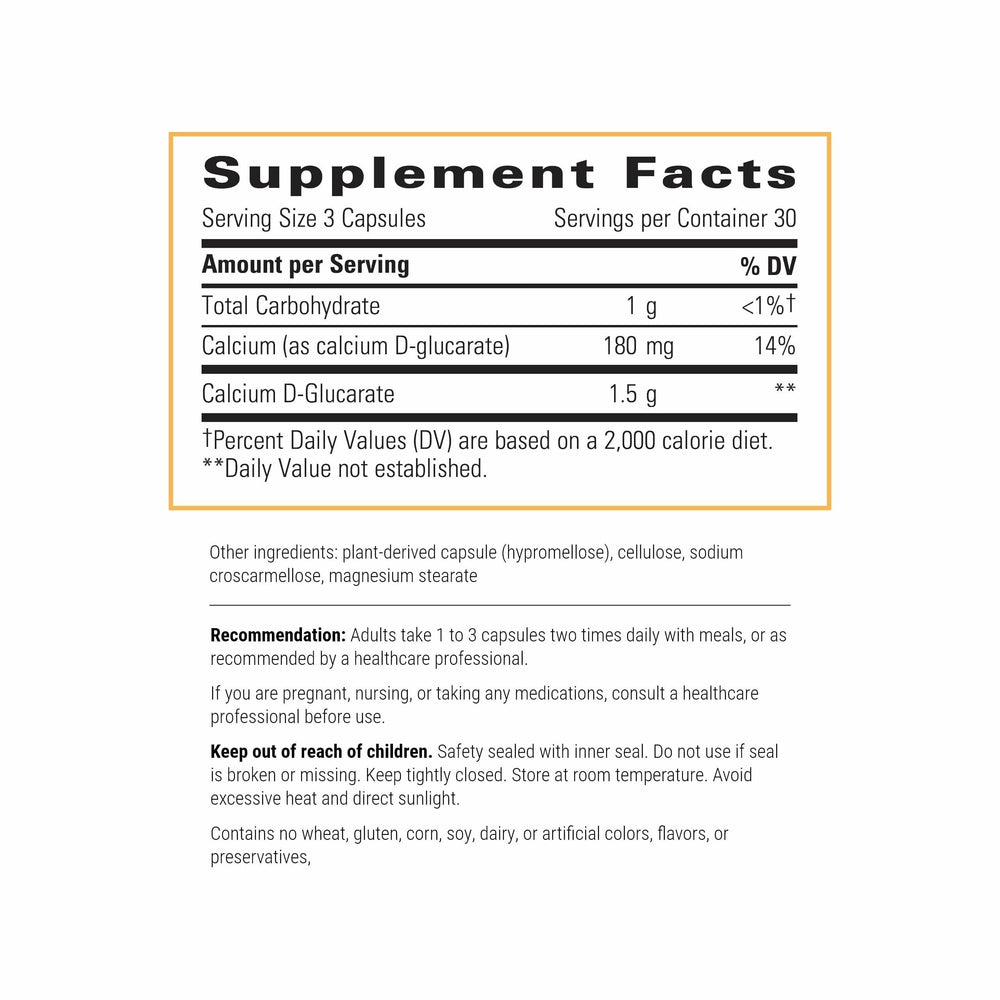 Integrative Therapeutics Calcium D-Glucarate tablet close-up showing capsule form for daily immune support.