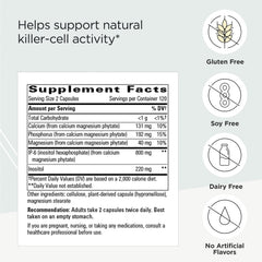 Close-up of Cellular Forte capsules highlighting IP-6 and inositol for immune health.