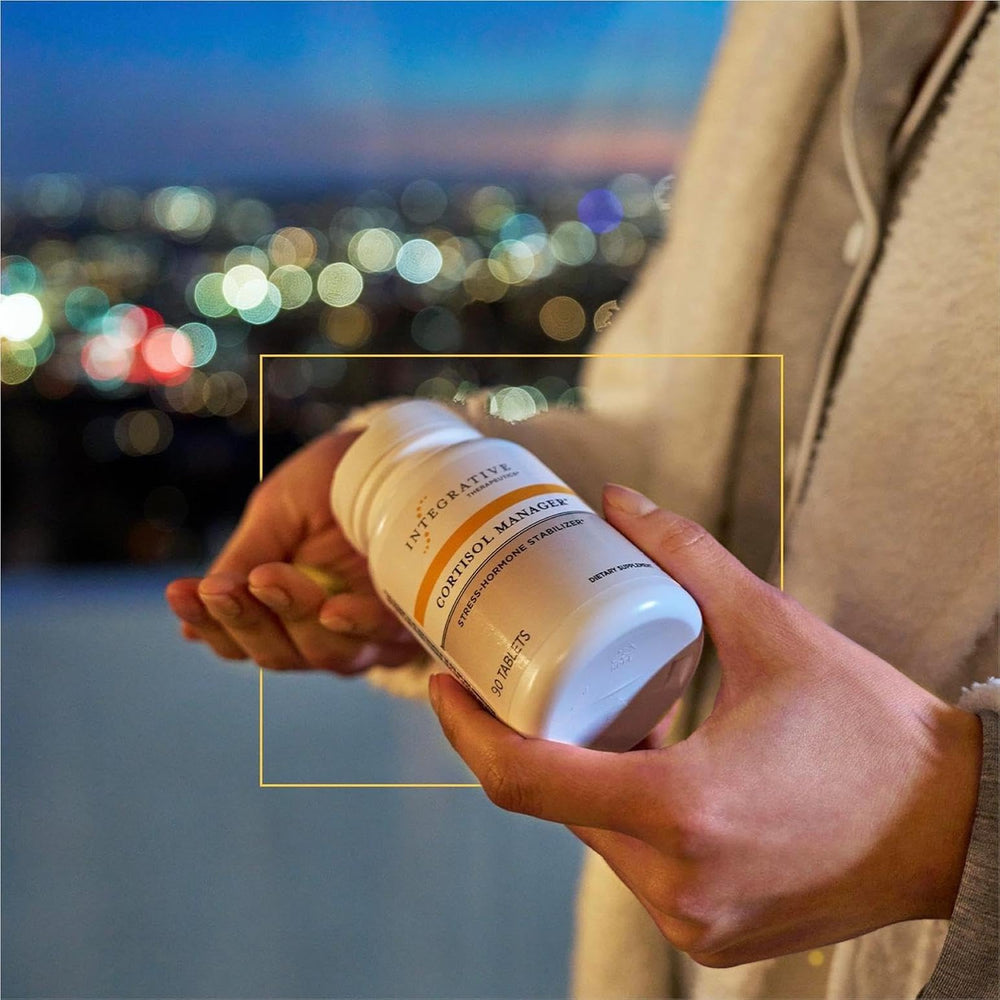 Integrative Therapeutics Cortisol Manager calm lifestyle scene suggesting restful evenings